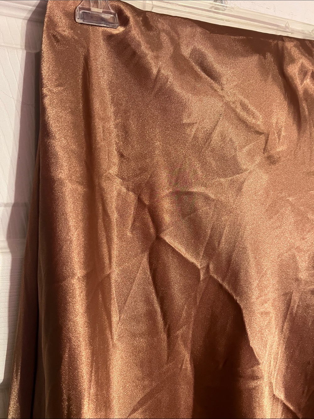 Nicole Miller Bronze Brown Satin Slip Midi Skirt - Picture 7 of 13